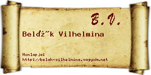 Belák Vilhelmina névjegykártya